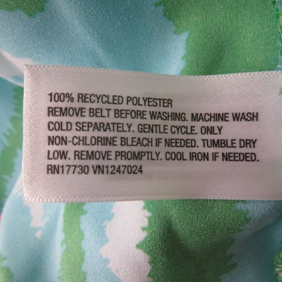 Diane Von Furstenberg Womens Long Robe L Green Blue Zebra Disco Recycled Poly - Picture 11 of 11